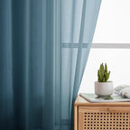 Simplebrand Dusty Blue Sheer Curtains 84 Inches Long, Light Filtering Rod Pocket Solid Color Window Sheer Curtain Panels, Elegant Curtains & Drapes for Living Room, Bedroom 2 Panels (42" W x 84" L)