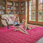 Rugs for Bedroom 4x6, Alfombras para Salas Shag Large Plush Soft Area Rug, Shaggy Carpets for Livingroom, Kids Boys Girls Home Decor Aesthetic(Hot Pink, 4 x 6)