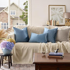 GIGIZAZA Stone Blue Velvet Throw Pillow Covers 20x20 Pack of 2