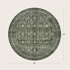 Lofus 4ft Area Rugs for Living Room, Green Washable Area Rug with Non-Slip Backing,Soft Boho Carpets for Bedroom Dining Room Home Office Indoor Nursery