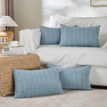 Fancy Homi 4 Packs Boho Light Blue Decorative Throw Pillow Covers 12x20 Inch for Couch Bed Sofa, Rustic Modern Farmhouse Home Decor, Soft Plush Corduroy Cute Rectangle Cushion Case 30x50 cm