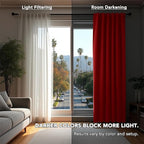 Deconovo Christmas Blackout Curtains, Thermal Insulated, W42 x L45 2 Panels, Back Tab, Machine Washable, Room-Darkening Drapes for Bedroom/Living Room Red