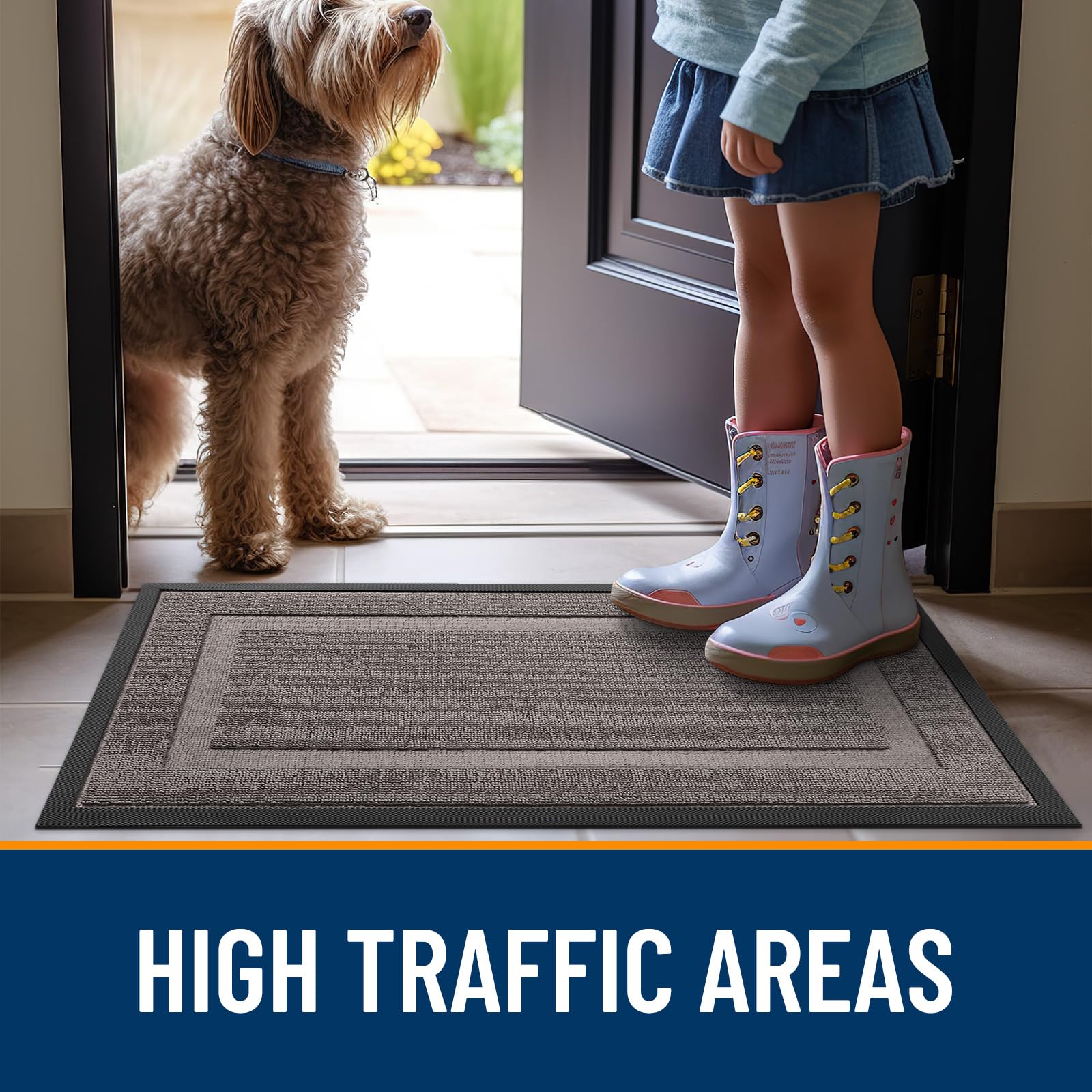 OLANLY Front Door Mat Outside 33x21, All-Season Heavy-Duty Rubber Doormat