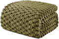 Exclusivo Mezcla Fleece Queen Blanket for Bed, Extra Large Fuzzy Olive Green Bed Blankets, Soft Cozy Plush Sofa Throws for All Seasons, 90x90 Inches