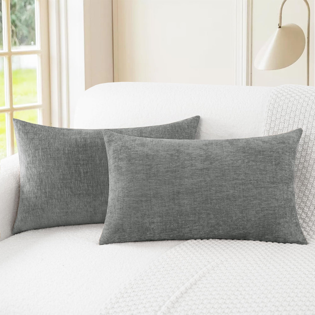 CaliTime Decorative Couch Throw Pillow Covers 20 X 12 Inches Navy Blue