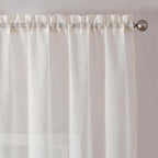 Simplebrand Natural Linen Textured Sheer Curtains 63 Inch Length 2 Panels, Rod Pocket Solid Color Window Sheer Curtain Panels, Elegant Curtains & Drapes for Living Room, Bedroom (40" W x 63" L)