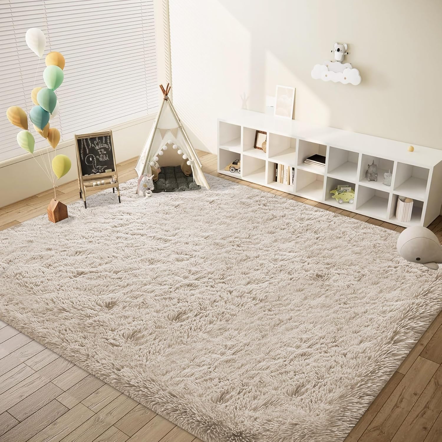 6x9 Area Rug for Living Room: Fluffy Shag Soft Washable Rugs Large Fuzzy Plush Indoor Carpet for Bedroom Nursery Playroom Kids Girls Boys Room (Camel, 6'x9')