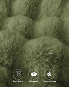 blunique Ultra Soft Cozy Faux Fur Throw Blanket, Fuzzy Plush Thick Bubble Blanket, Oversize Luxury Fluffy Blanket for Couch, Sofa, Bedroom, and Living Room,50x60 Inches,Green