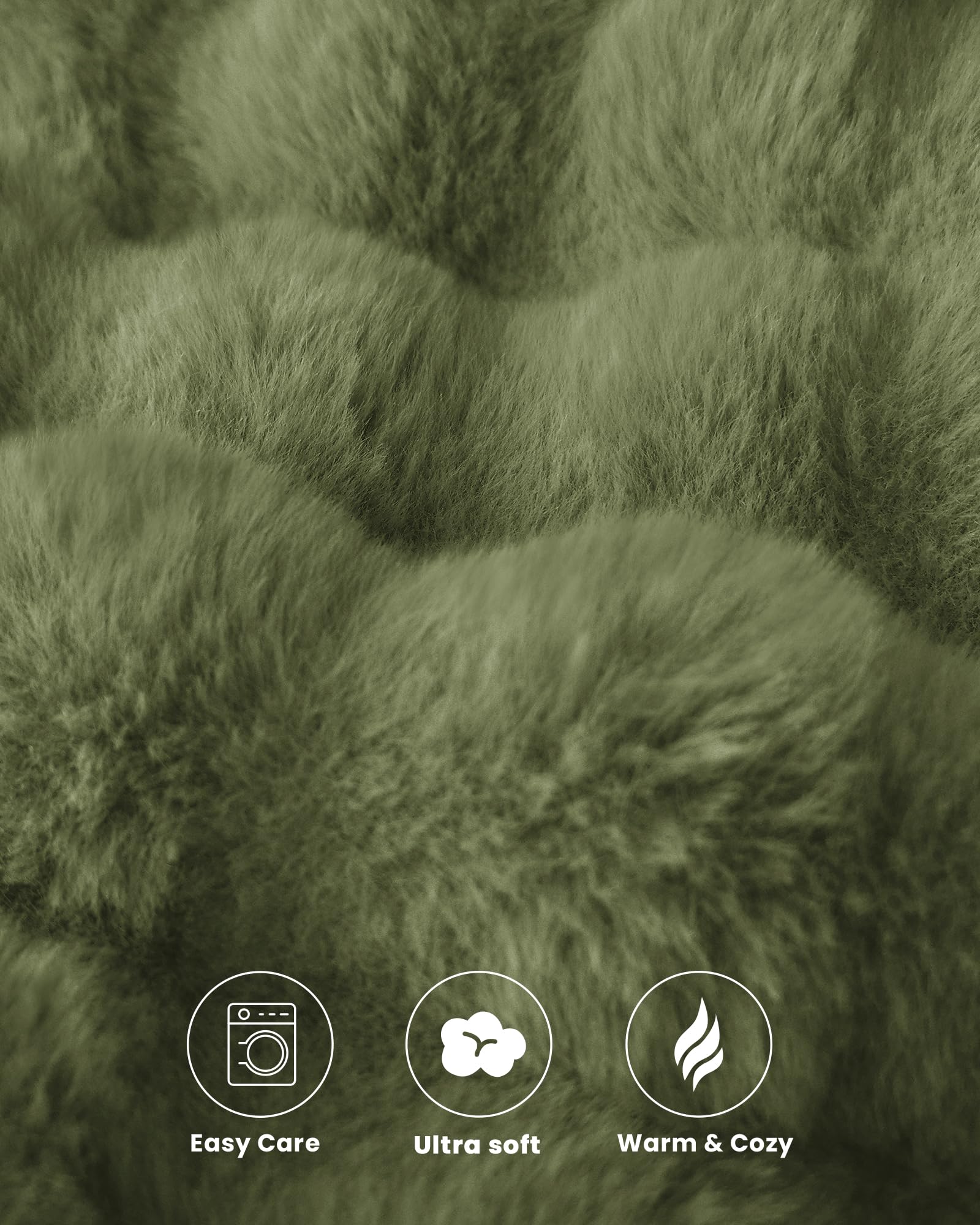 blunique Ultra Soft Cozy Faux Fur Throw Blanket, Fuzzy Plush Thick Bubble Blanket, Oversize Luxury Fluffy Blanket for Couch, Sofa, Bedroom, and Living Room,50x60 Inches,Green