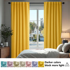 Deconovo Rod Pocket and Back Tab Blackout Curtains for Living Room Thermal Insulated Room Darkening Curtains 42Wx95L Inch Mellow Yellow 2 Panels
