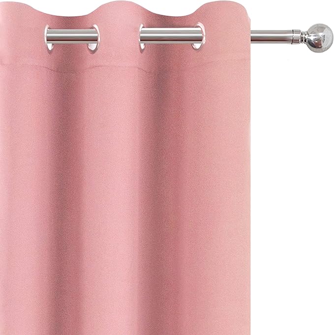 LEMOMO Pink Blackout Curtains 40 x 63 Inch Length/Set of 2 Curtain Panels/Thermal Insulated Room Darkening Blackout Curtains for Bedroom