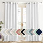 NICETOWN 100% Absolutely Blackout Linen Curtains with Thermal Insulated Liner, Greyish White, 62" Wide, 84" Length Energy Saving Curtains for Living Room 2 Panels Set, Vertical Blinds