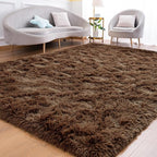Goideal Fluffy Rug for Bedroom Living Room, 3x5 Brown Area Rugs, Faux Fur Shag Modern Carpet Ultra Soft Girls Boys Room Home Decor, Solid