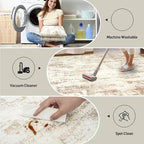 9x12 Area Rugs for Living Room: Washable Abstract Beige Grey Badroom Carpet