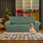 KEKUOU Stretch Loveseat Sofa Cover Slipcover,Couch Covers for 2 Cushion Couch Sofa (55"-78") Furniture Protector Sofa with Elastic Bottom for Kid,Dog. Jacquard Small Checked (Medium,Greyish Green)