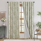 jinchan Blackout Floral Curtains for Living Room Bedroom Linen Blend Curtain Farmhouse Green Printed with Lined Back Tab Rod Pocket Drapes Window Treatments 2 Panels 84 Inch