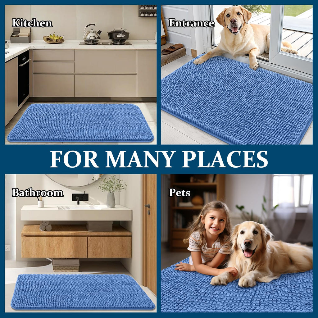 OLANLY Dog Door Mat for Muddy Paws 44x32, Super Absorbent Chenille Mud Mat