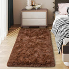 Soft Runner Rugs for Bedroom Hallways, 2x4 Brown Fluffy Shag Throw Area Rug Non Slip for Bedside Dorm, Long Shaggy Furry Carpet for Nursery Living Room