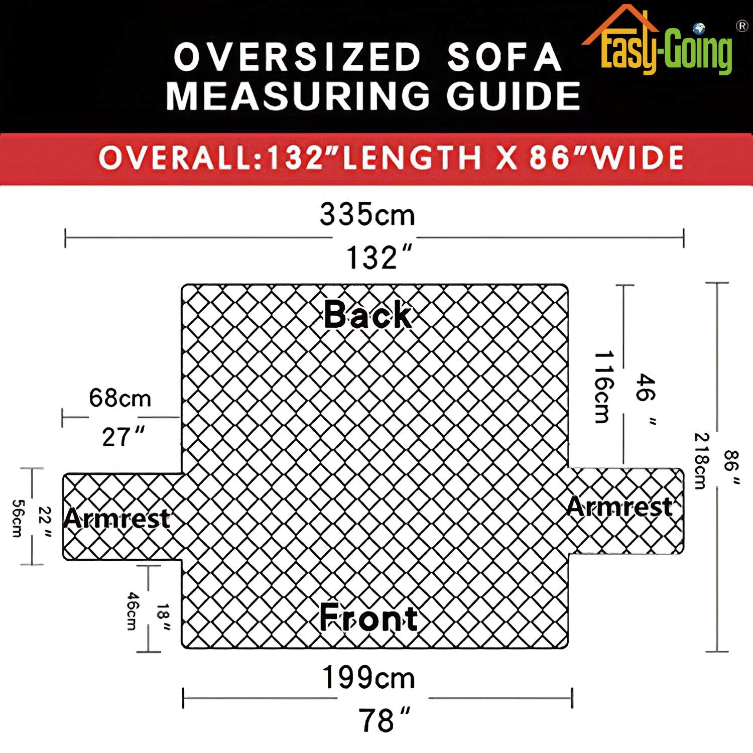 Easy-Going Reversible Oversized Couch Cover for 3 Cushion Couch Sofa Cover for Dogs Water Resistant Furniture Protector Cover with Foam Sticks for Pet (Oversized Sofa, Chocolate/Chocolate)