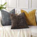 decorUhome Textured Chenille Throw Pillow Covers 26x26 Set of 2 Dark Brown