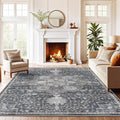 AMADA HOMEFURNISHING 5x7 Area Rugs, Washable Living Room Rug Low-Profile with Non-Slip Backing & Durable Edge Binding, Vintage 5x7 Rugs for Living Room, Bedroom, Dining Room