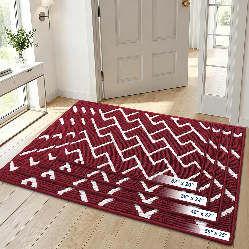 OLANLY Front Door Mat, Non-Slip Rubber Backing, Dirt Resistant and Absorbent, Washable, Easy to Clean Low-Profile Indoor Doormat for Back Door, Entryway, Inside Entrance, 48x32, Burgundy