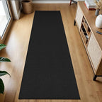 KOZYFLY Runners for Hallways 2x7 ft Washable Kitchen Runner Non Slip Rubber Backed Hall Runners Cotton Entryway Runner Rugs Floor Carpet for Indoor Backdoor Bedroom Kitchen, Black/Dark Grey