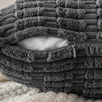 MIULEE Lumbar Corduroy Decorative Throw Pillow Covers 12x20 Dark Grey