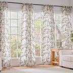 Lazzzy Black Floral Linen Curtains 96 Inch Farmhouse Back Tab Drapes for Living Room Bedroom Light Filtering Vintage Grandmillennial Rod Pocket Curtains, 2 Panels, W38 x L96, Black on Beige