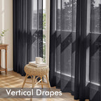 MIULEE Black Sheer Curtains 108 Inches Long 4 Panels 54 x 108 Inches