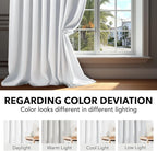 Deconovo Room Darkening Curtains, Thermal Insulated Noise-Reducing Window Panels for Bedroom, Living Room and Home Office, 2 Panels, Pure White, 42W x 108L Inch
