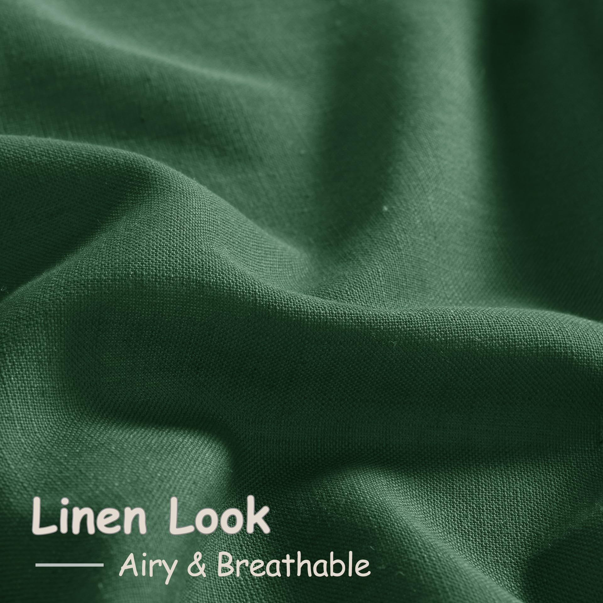 Green Semi Sheer Curtains 120 Inches Long 2 Panels Set Back Tab Loop Pocket Linen Blend Boho Large Window Curtain Extra Long Light Filtering Drapes High Ceiling Curtains for Living Room 52x120