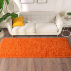 Soft Runner Rugs for Bedroom Hallways, 2x6 Orange Fluffy Shag Throw Area Rug Non Slip for Bedside Dorm, Long Shaggy Furry Carpet for Nursery Living Room
