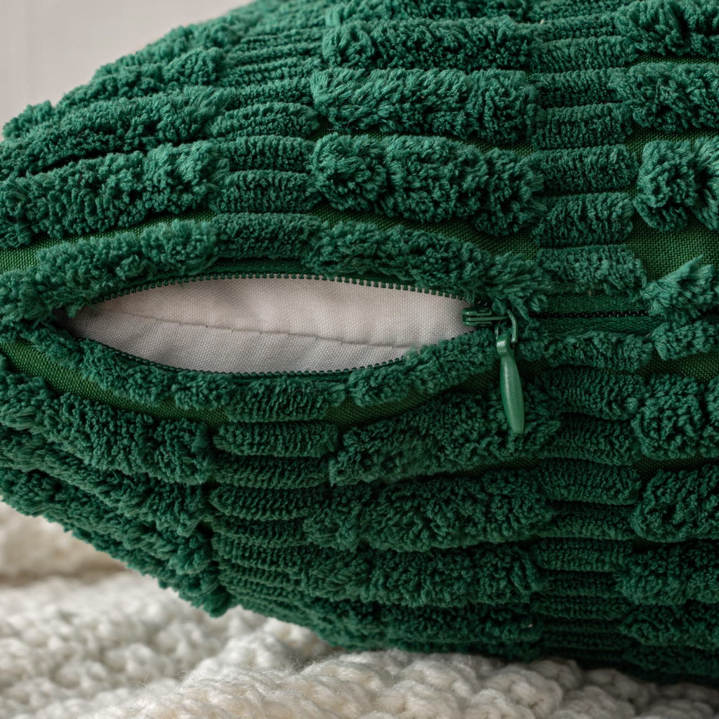 MIULEE Corduroy Decorative Throw Pillow Covers 18x18 Dark Green Pack of 2