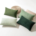 MIULEE Boho Farmhouse Sage Green Throw Pillow Covers 12x20 Inch Set of 4 Mordern Nordic Cushion Covers Soft Corduroy Spring Home Decor for Couch Bed Sofa Living Room Forest Green