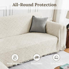 HOMERILLA Sectional Couch Covers for Sectional Sofa L Shaped Sofa Cover Blanket 2 Pieces L Shape Furniture Protector for Pets Dogs(Ivory, XXX-Large)