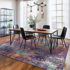 RELEANY Washable 5'x7' Abstract Area Rug for Living Room Purple Multi