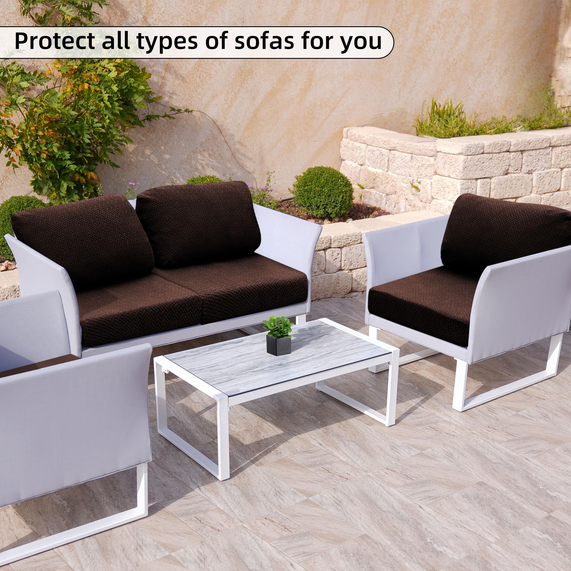 SUKAIKEQA 14PCS Patio Cushion Covers,Patio Furniture Couch Seat Slipcovers