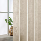 MIULEE Beige Linen Curtains 45 Inch Length 2 Panels for Bedroom Living Room, Soft Linen Textured Window Drapes Semi Sheer Light Filtering Back Tab Rod Pocket Farmhouse Modern Burlap Look Decor