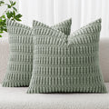 MIULEE Corduroy Decorative Throw Pillow Covers 12x12 Grey Green Pack of 2
