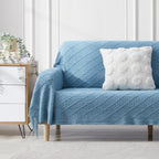 BOURINA Blue Throw Blanket 50x90 Inch Boho Knitted Soft Throw Sofa Blanket