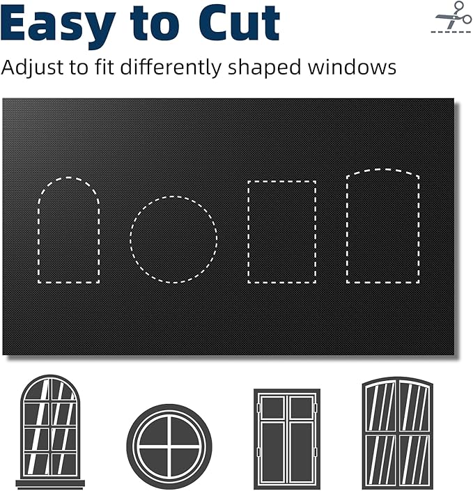 NIGHTON Portable Blackout Curtains 40"×59", Strong Hook and Loop Tape Strips with Adhesive, Cuttable Blackout Window Cover, 100% Black Out Material Blinds for Baby Nursery or Travel - Black