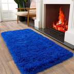 Soft Runner Rugs for Bedroom Hallways, 2x4 Royal Blue Fluffy Shag Throw Area Rug Non Slip for Bedside Dorm, Long Shaggy Furry Carpet for Nursery Living Room