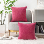 MIULEE Soft Chenille Throw Pillow Covers Hot Pink 18x18 Inch Pack of 2