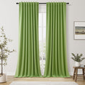 Guken 100% Blackout Curtains 84 Inch Length 2 Panels Set for Living Room Bedroom Back Tab Thermal Insulated Black Out Linen Drapes Room Darkening Lime Green,52x84