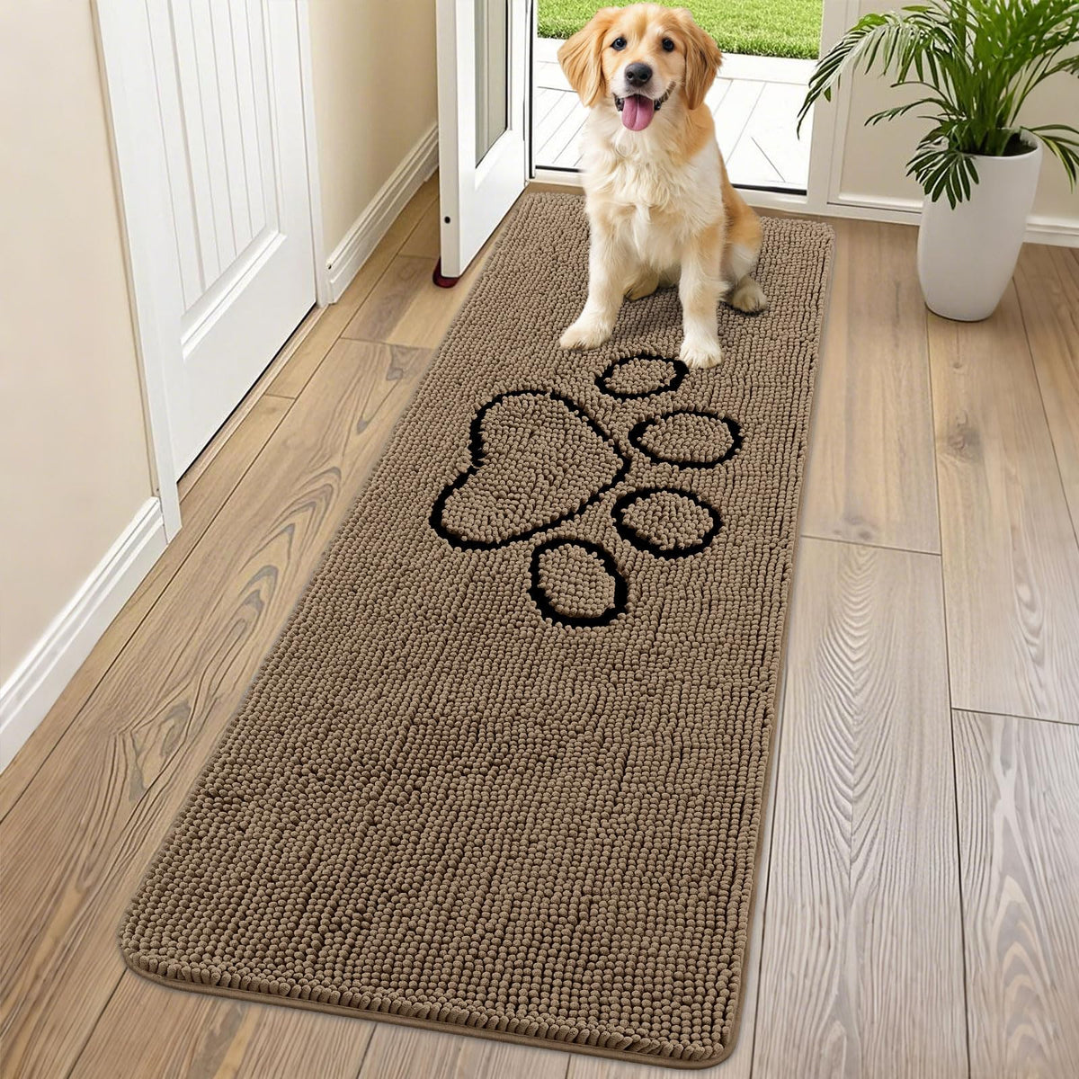 Smiry Dog Door Mat for Muddy Paws, Absorbent Non Slip Dirt Trapper, 70x24