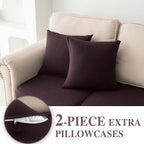 Couch Cushion Covers for Sectional Sofa L Shape Washable Separate Seat Chaise Couch Cover Stretch Sofa Slipcovers with 2 Pcs Pillowcases(3 Seater + 1 Chaise, Brown)