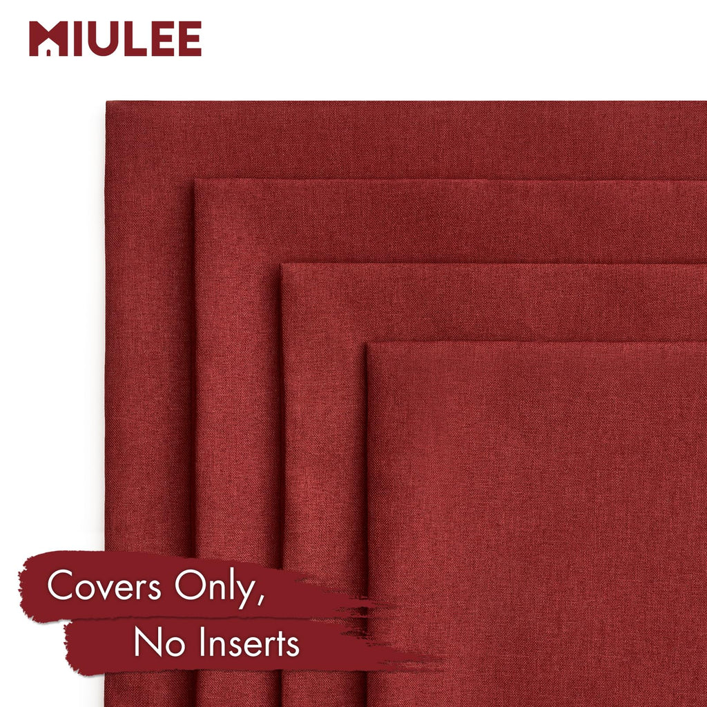 MIULEE Pack of 4 Decorative Outdoor Throw Pillow Covers Linen Waterproof Pillow Covers Summer Farmhouse Cushion Cases for Patio Garden Tent Balcony Couch Sofa 18x18 Inch Burgundy