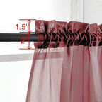 OWENIE Burgundy Red Sheer Curtains 72 Inches Long 2 Panels Set, Transparent Voile Sheer Curtain Rod Pocket Gauze Drapes for Living Room Bedroom Window Sliding Glass Door Treatment, Each 42 x 72 Inch