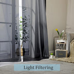 OWENIE Black Sheer Curtains 144 inch Extra Long, Elegant and Airy Drapes Translucent Window Treatments for Living Room/Bedroom, Black, 2 Panels=84" Wide